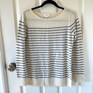 Club Monaco cream and navy striped cashmere sweater